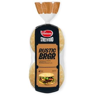 Vaasan Street Food Rustic BRGR 320g 4 kpl Hapanjuuren leivottu hampurilaissämpylä kalorit ja ravintosisältö