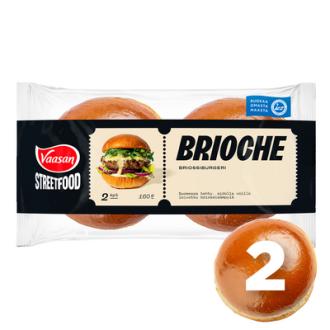 Vaasan Street Food Brioche burgerisämpylä 2kpl/160g kalorit ja ravintosisältö - 296 kcal