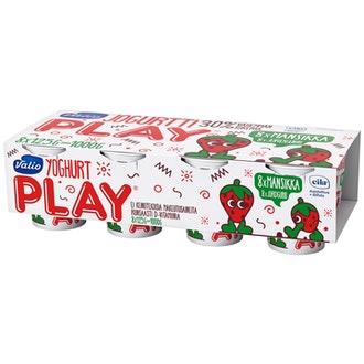 Valio Play jogurtti 8x125g mansikka laktoositon kalorit ja ravintosisältö - 71 kcal