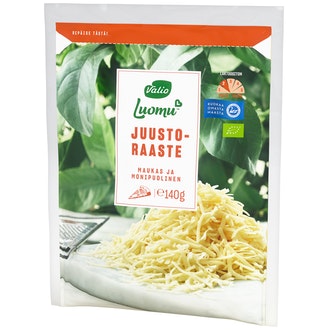 Valio Luomu juustoraaste 140g kalorit ja ravintosisältö