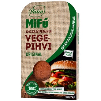 Valio MiFU vegepihvi Original 180g / 2 kpl, 100 % kasviperäinen kalorit ja ravintosisältö