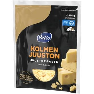 Valio kolmen juuston e150 g juustoraaste kalorit ja ravintosisältö - 385 kcal