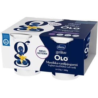 Valio Gefilus® OLO™ jogurtti 4x125 g mustikka-vanilja laktoositon kalorit ja ravintosisältö - 98 kcal