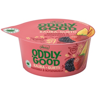 Valio Oddlygood kaurapohjainen gurtti 150g mansikka-boysenmarja kalorit ja ravintosisältö