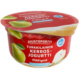 Juustoportti turkkilainen kerrosjogurtti 150g päärynä laktoositon kalorit ja ravintosisältö - 107 kcal