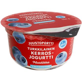 Juustoportti turkkilainen kerrosjogurtti 150g mustikka laktoositon kalorit ja ravintosisältö - 107 kcal