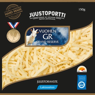 Juustoportti vuohen Grand Reserve juustoraaste 150g laktoositon kalorit ja ravintosisältö