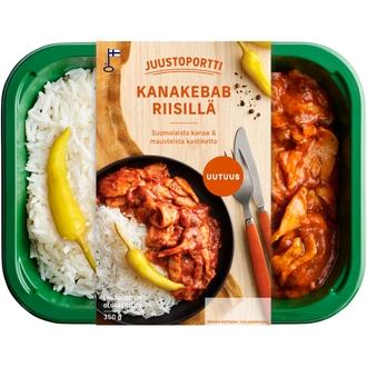 Juustoportti Kanakebab riisillä 350g kalorit ja ravintosisältö