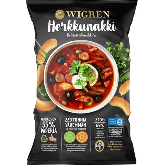 Wigren herkkunakki 210g kalorit ja ravintosisältö