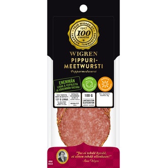 Wigren meetwursti 100g pippuri kalorit ja ravintosisältö