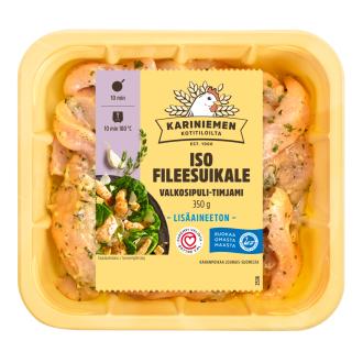 Kariniemen Kananpojan Iso fileesuikale valkosipuli-timjami 350 g kalorit ja ravintosisältö - 113 kcal