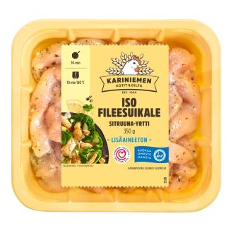 Kariniemen Kananpojan Iso fileesuikale sitruuna-yrtti 350 g kalorit ja ravintosisältö - 107 kcal