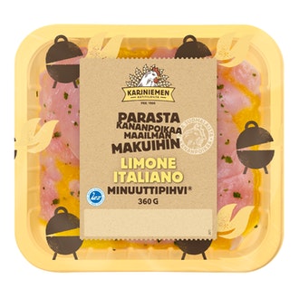 Kariniemen kananpojan minuttipihvi Limone Italiano 360g kalorit ja ravintosisältö - 128 kcal