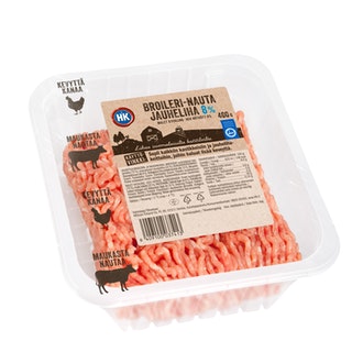 HK broileri-nauta jauheliha 8 % 400g kalorit ja ravintosisältö - 148 kcal