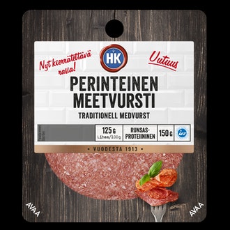 HK perinteinen meetvursti 150g kalorit ja ravintosisältö - 412 kcal
