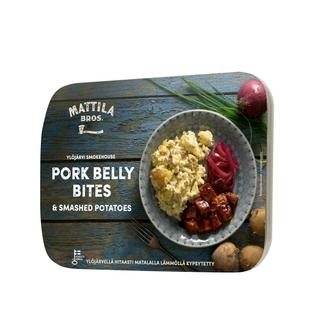 Mattila Bros. Smokehouse Pork Belly Bites & Smashed Potatoes 300g kalorit ja ravintosisältö