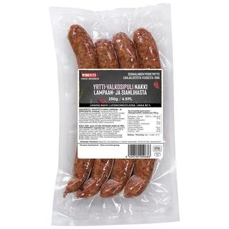 Wursti Yrtti-valkosipuli nakki lampaan- ja sianlihasta 250g kalorit ja ravintosisältö - 200 kcal