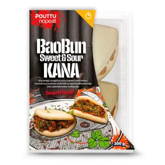 Pouttu Nopeat bao bun sweet & sour kana 200g kalorit ja ravintosisältö - 214 kcal