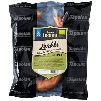 Tapolan luomu lenkkimakkara 275g kalorit ja ravintosisältö