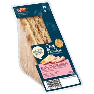 Chef Lunden Gluteeniton Kinkku-juustokolmioleipä 170g kalorit ja ravintosisältö