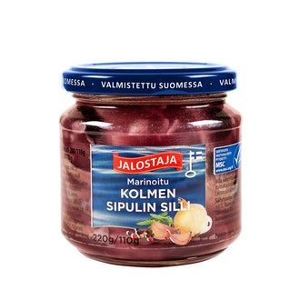 Jalostaja marinoitu kolmen sipulin silli 220/110g MSC kalorit ja ravintosisältö - 195 kcal