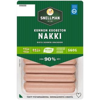 Snellman Kunnon kuoreton nakkimakkara 560g kalorit ja ravintosisältö