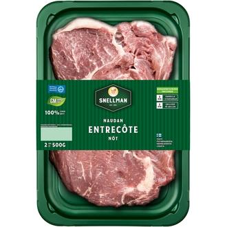 Snellman Naudan entrecote 2 kpl 500g kalorit ja ravintosisältö - 185 kcal