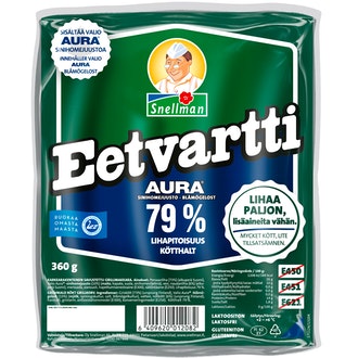 Snellman Aura Eetvartti grillimakkara 360g kalorit ja ravintosisältö - 289 kcal