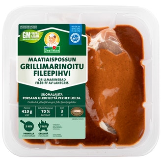 Snellman Maatiaispossun grillimarinoitu fileepihvi 3 kpl 410g kalorit ja ravintosisältö - 146 kcal