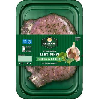 Snellman Maatiaispossun lehtipihvi ulkofileestä Herbs & garlic 2 kpl 250 g kalorit ja ravintosisältö - 128 kcal