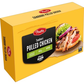 Pouttu Pulled chicken Tandoori 450 g kypsä kalorit ja ravintosisältö - 122 kcal