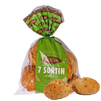 Rosten Seitsemän sortin sämpylä 7kpl 350g moniviljasämpylä kalorit ja ravintosisältö - 295 kcal
