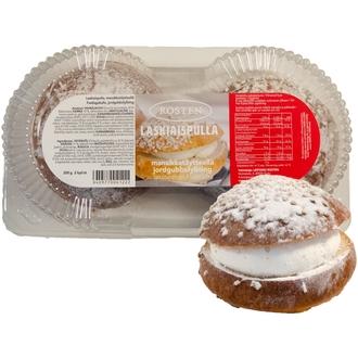 Rosten Laskiaispulla mansikkatäytteellä 2kpl 200g kalorit ja ravintosisältö