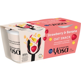 Yosa Kauravalmiste Mansikka-Banaani 2x125g kalorit ja ravintosisältö - 55 kcal