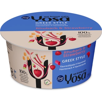 Yosa greek style kauravälipala raparperi-mansikka 150g kalorit ja ravintosisältö
