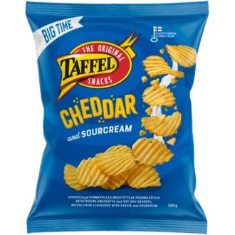 Taffel Cheddar & Sourcream maustettu sipsi 260g kalorit ja ravintosisältö