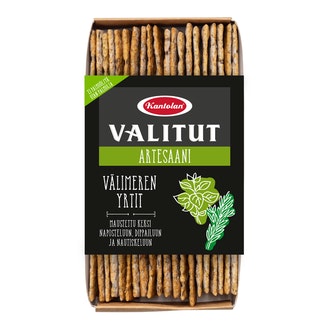 Kantolan Valitut Artesaani suolakeksi 130g Välimeren yrtit kalorit ja ravintosisältö - 406 kcal