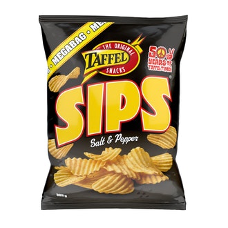 Taffel Sips Salt Pepper 325g perunalastu kalorit ja ravintosisältö - 553 kcal