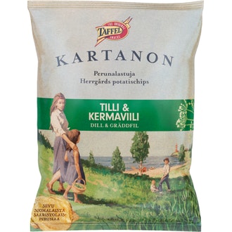Taffel Kartanon tilli & kermaviili maustettu sipsi 180g kalorit ja ravintosisältö