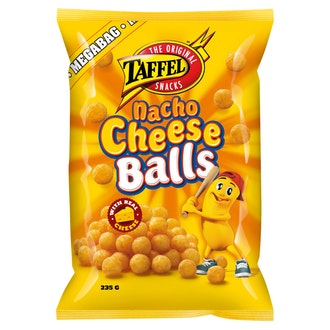 Taffel Nacho Cheese Balls maustettu juustosnacks 235g kalorit ja ravintosisältö