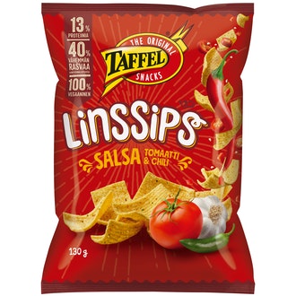 Taffel LinsSips 130g Salsa tomaatti & chili kalorit ja ravintosisältö