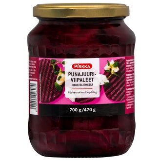 Pirkka punajuuriviipaleet mausteliemessä 700g/470g kalorit ja ravintosisältö - 59 kcal