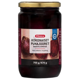 Pirkka kokonaiset punajuuret mausteliemessä 700g/470g kalorit ja ravintosisältö - 55 kcal