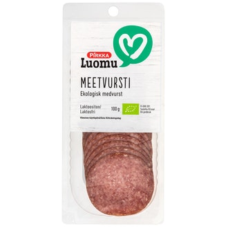 Pirkka luomu meetvursti 100g kalorit ja ravintosisältö - 425 kcal