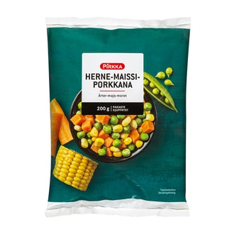 Pirkka herne-maissi-porkkana 200g pakaste kalorit ja ravintosisältö - 85 kcal