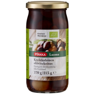 Pirkka Luomu kreikkalainen oliivisekoitus 370g/215g kalorit ja ravintosisältö