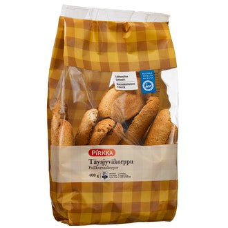 Pirkka Täysjyväkorppu 400g kalorit ja ravintosisältö - 340 kcal