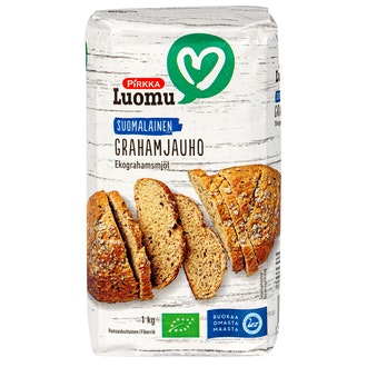 Pirkka Luomu suomalainen grahamjauho 1kg kalorit ja ravintosisältö - 340 kcal