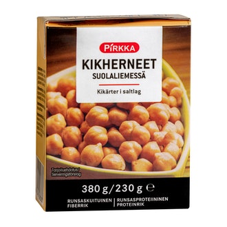 Pirkka kikherneet suolaliemessä 380g/230g kalorit ja ravintosisältö - 106 kcal
