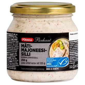 Pirkka Parhaat mätimajoneesisilli 250g/125g MSC kalorit ja ravintosisältö - 302 kcal